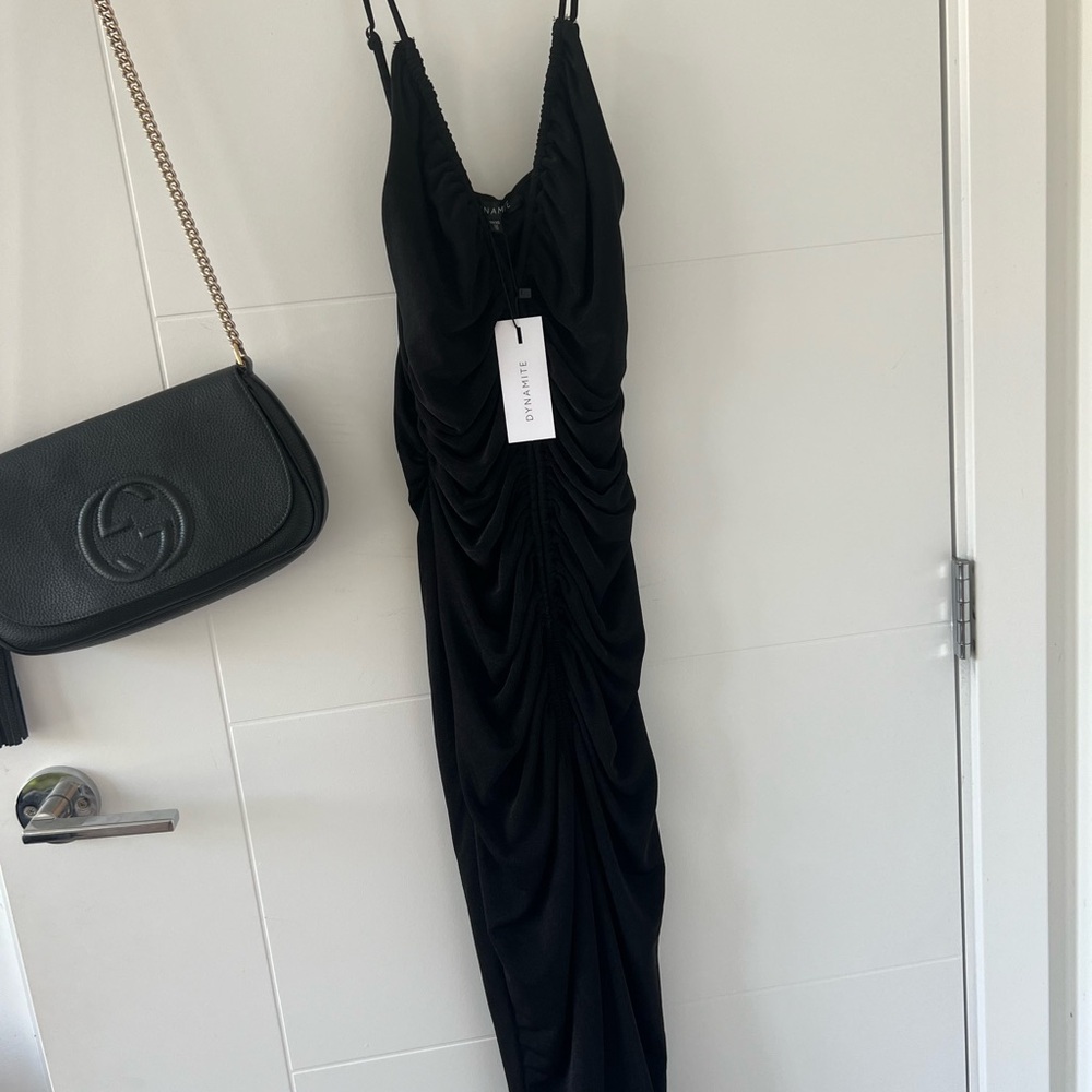 Dynamite Black Ruched Dress XS